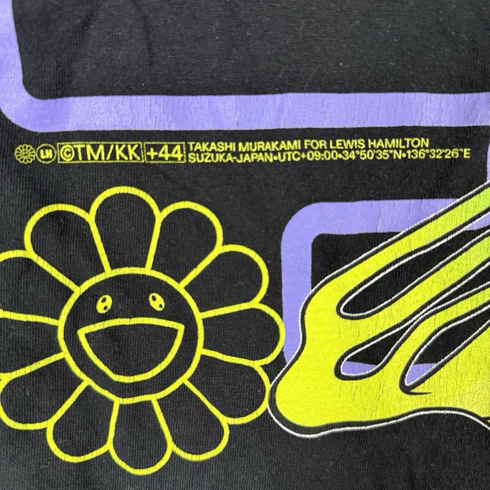 TM/KK Lewis Hamilton Takashi Murakami Black XL Formula 1 Long Sleeve T-Shirt - Picture 8 of 9
